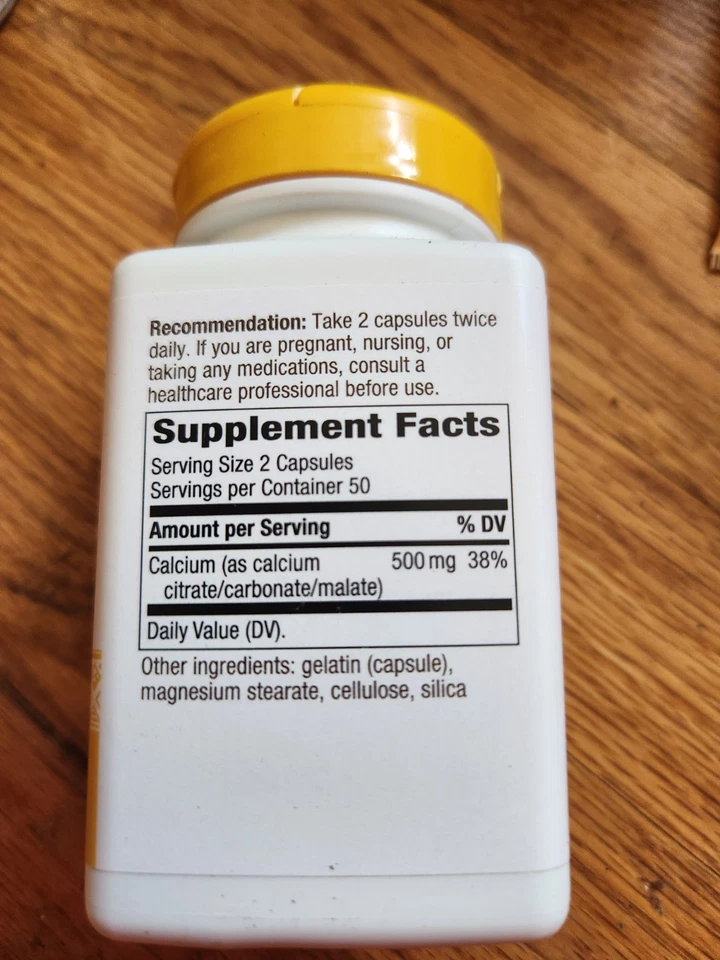 Citrato de calcio Nature's Way - carbonato y malato -- 500 mg, 100 cápsulas Foto 3 de 4