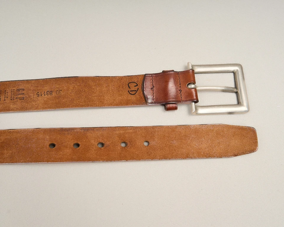 Cinturón de cuero Gap para mujer 30 marrón ancho plateado hebilla 1,5" Foto 4 de 4