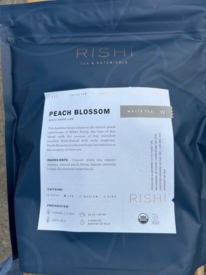 ORGANIC Rishi Tea Drink  Peach Blossom 12oz low caffiene BB6/2027 White Mushroom