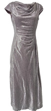 TAHARI Arthur S. Levine Metallic Silver Knit Pink Cowl neck Dress Gown Size 8