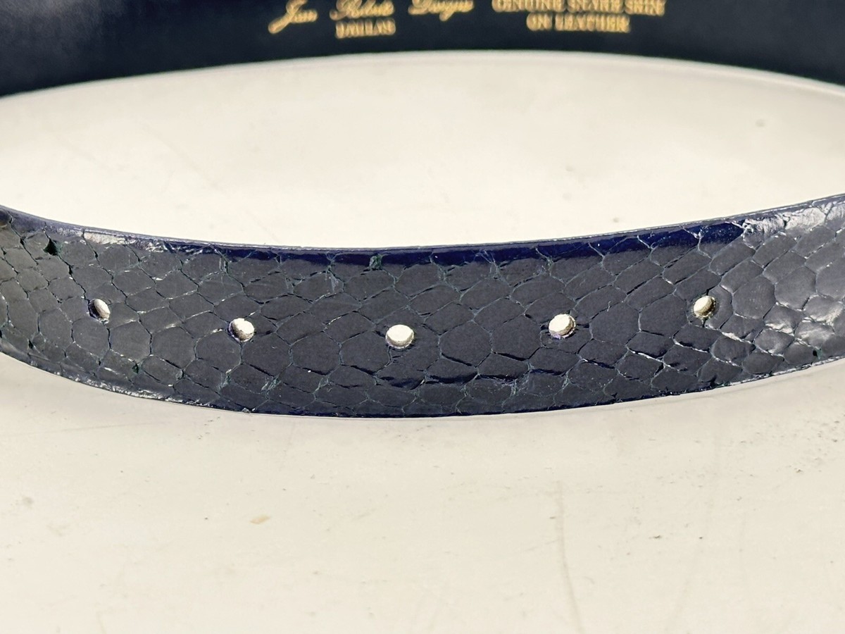 Genuine Snake Skin Leather Belt With Stone Buckle By Jean  display picture 1