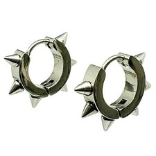 Spike Earrings Huggie Rivet Hinged Hoop 6 Spike 316L Surgical Steel Jewellery