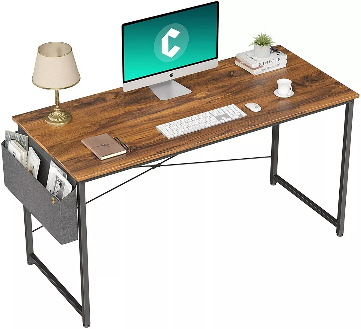 Cubiker Computer Desk 47 inch Home Office Writing Study Desk, Modern Simple  Style Laptop Table with Storage Bag, Black