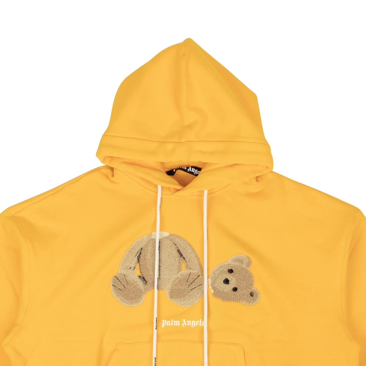 NWT PALM ANGELS Yellow Cotton Kill The Bear Hoodie Sweatshirt Size