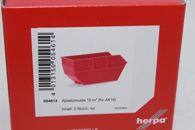 Herpa 054614 Absetzmulde Mulde Container groß 2 Stück rot 1:87 H0 NEU OVP