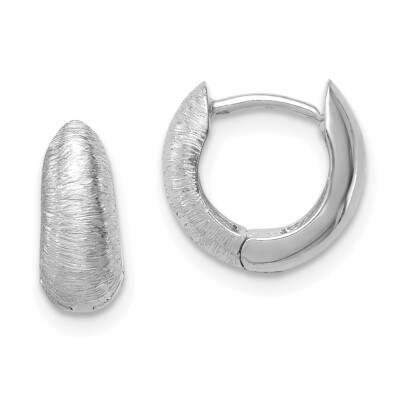 Avariah Solid 14K White Gold Textured Hoop Earrings - 10.8mm