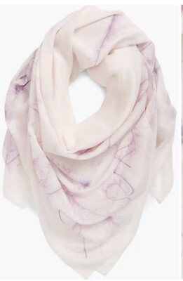 NEW ALEXANDER MCQUEEN Wire Logo Shawl Scarf Cotton & Silk $530 SOLD OUT 53 X 70 