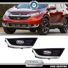 Pair Fog Light Lamps For Honda CR-V CRV 2017 2018 Chrome Bezel W/Bulbs Wiring