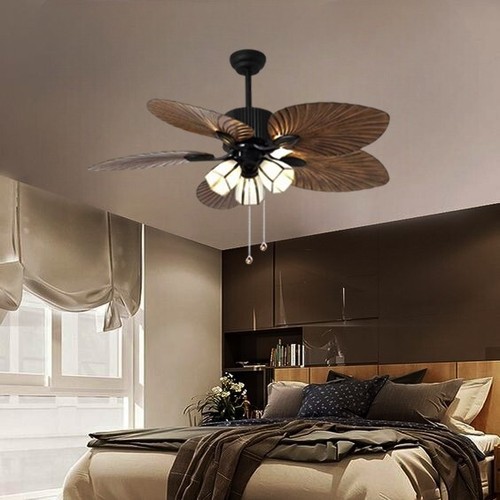 Modern 52" Palm Leaf ceiling fan With Light & Remote, Luxury Ceiling Fan - Picture 3 of 10