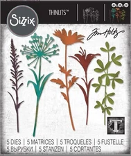 New Sizzix Thinlits Wildflower Stems #2 #664164 5pk Retail $24.99 by Tim Holtz