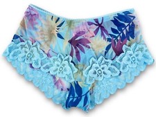Vintage Delicates Glossy Bikini Hi-Cut Flutter Panty Floral Size M 11935