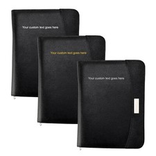 Personalised Text Faux Leather A5 Zipped Conference Folder with Calculator & Pad