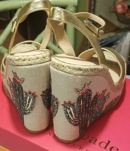 Kate Spade Dallas Glitter Cactus Platform Wedge Sandals Excellent Condition 8.5 - 第 3/8 張圖片