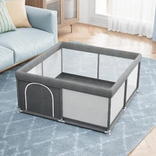UANLAUO Baby Playpen 47x47" Safe Play Yard for Babies & Toddlers - Grey