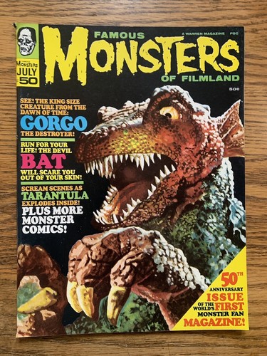 Vintage Magazine Famous Monsters of Filmland #50 1968 Gorgo Bat Tarantula   F/VF
