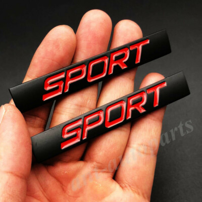 2x Metal Black Red Sport Car Trunk Fender Door Emblem Badge Decals Sticker