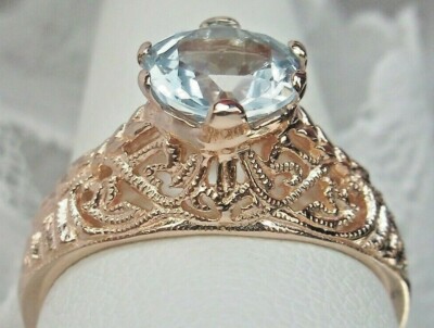 NATUR Topas Ring, Deko Hochzeit Roségold über Silber (Sonderanfertigung) D199