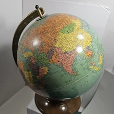 1950s Vtg Rare Replogle World Nation Series Globe 12" Table Top  Made In USA EUC