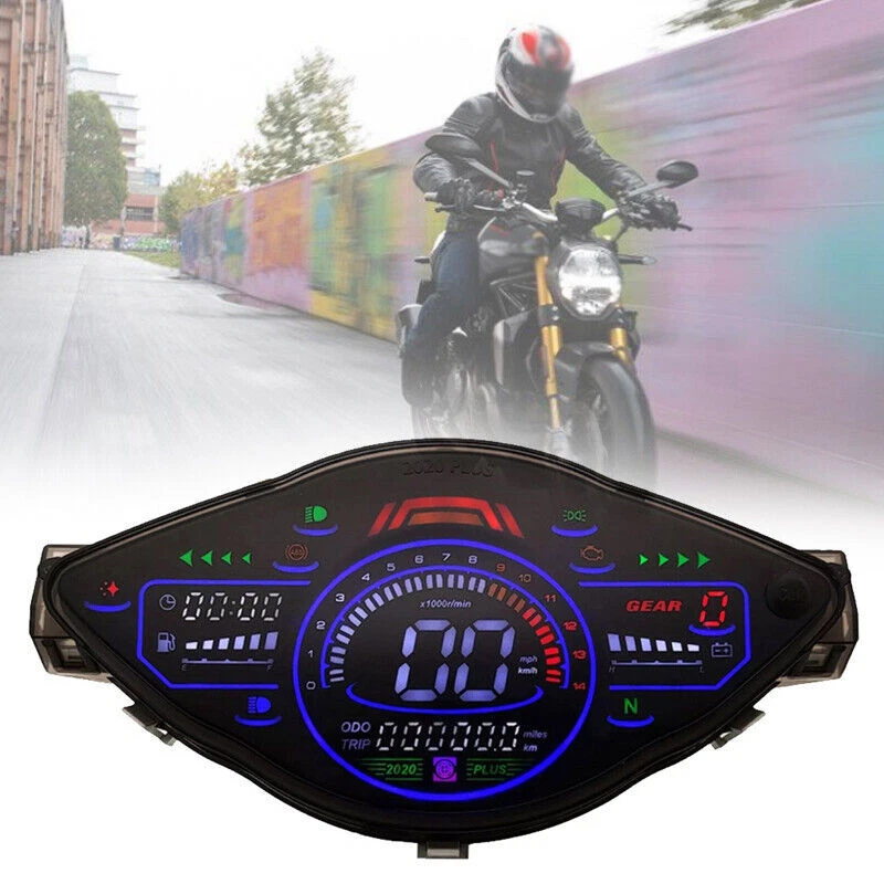 Velocímetro digital LCD para motocicleta odómetro tacómetro medidor para 1,2,4 cilindros Foto 2 de 4