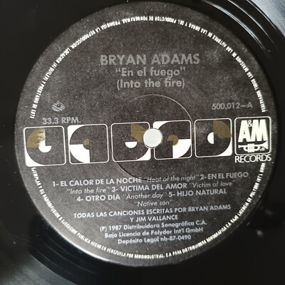 Bryan Adams – Into The Fire [1987] Vinyl LP Pop Soft Rock A&M