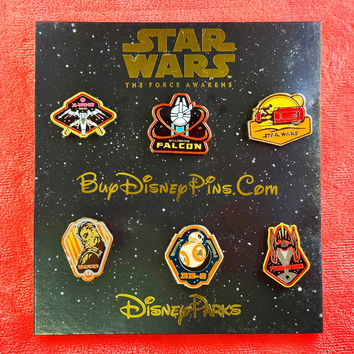 Star Wars The Force Awakens 6 Pin Set Chewbacca Tie Fighter Disney