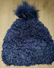 GIRLS dark blue FLUFFY FLEECE WINTER HAT wonder nation SMALL KIDS ONE SIZE FITS
