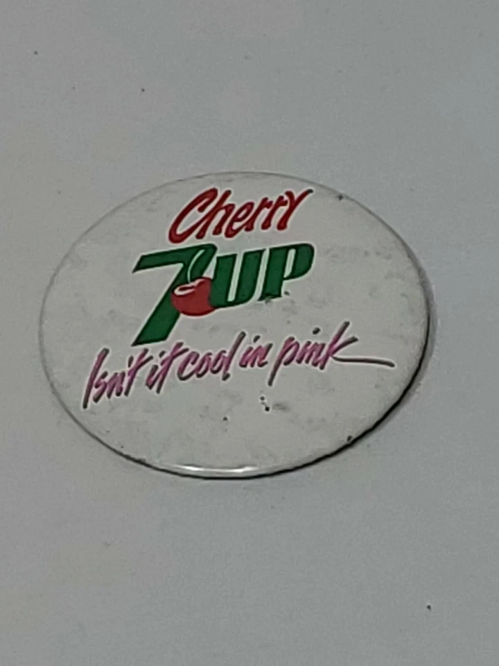 VINTAGE 3" 7-UP - Cherry Isn't It Cool In Pink Button - Image 2 of 3