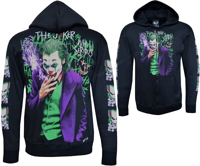 Zip Up Hoodie THE JOKER Design WHY SO SERIOUS? HAHAHA Glow in the 