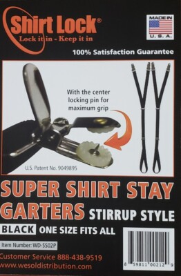STIRRUP Style Super Shirt Stay Garters with the No Slip Clip