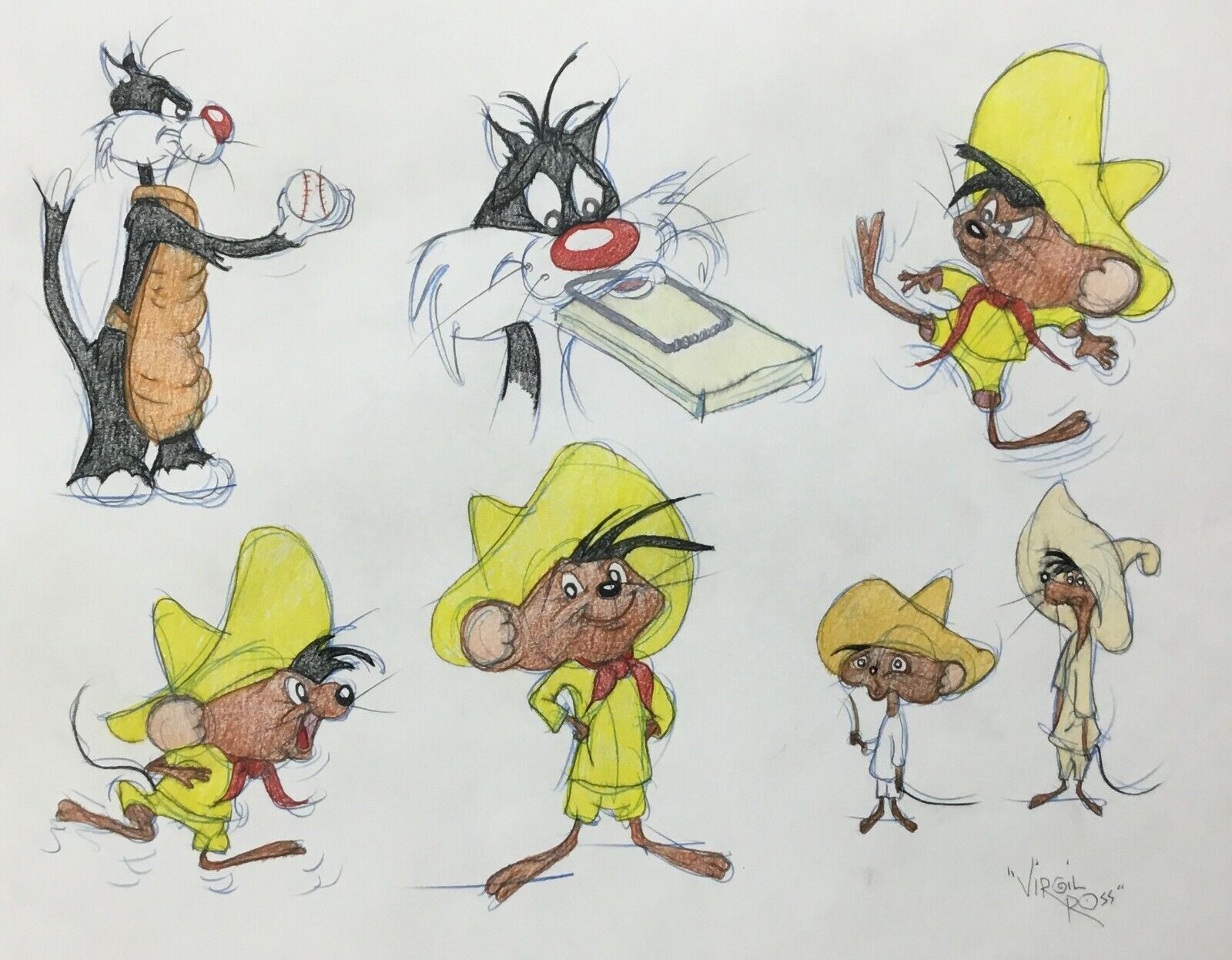 Speedy Gonzales original color model drawing by Virgil Ross