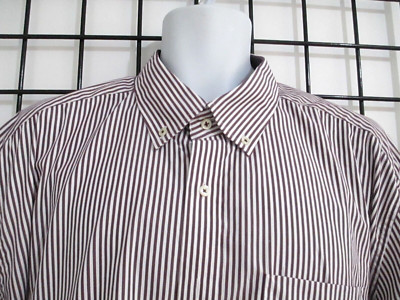 ETERNA   19 NECK / 34 SLEEVE==PLUM & WHITE STRIPED / COMFORT FIT SHIRT