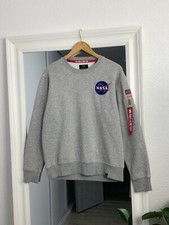 Alpha Industries Gray Sweatshirt NASA Logo Size : M