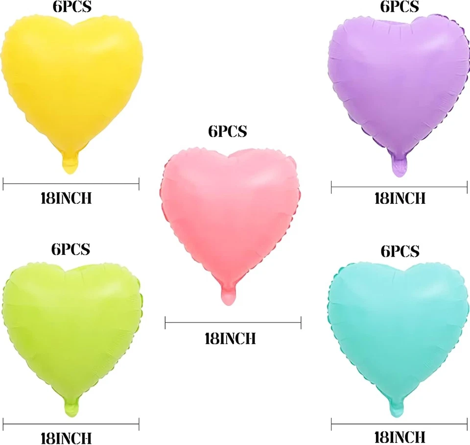 30 Pcs  Heart Balloons Rainbow Heart Shaped 18 Inch Balloons Foil Balloons - Image 2 of 4