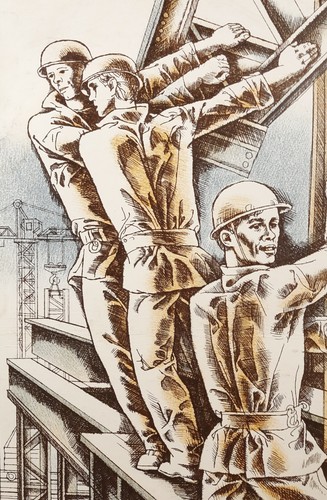 Original Lithograph Print, Builder, Lithography, Vintage, Ukrainian artist - 第 5/10 張圖片