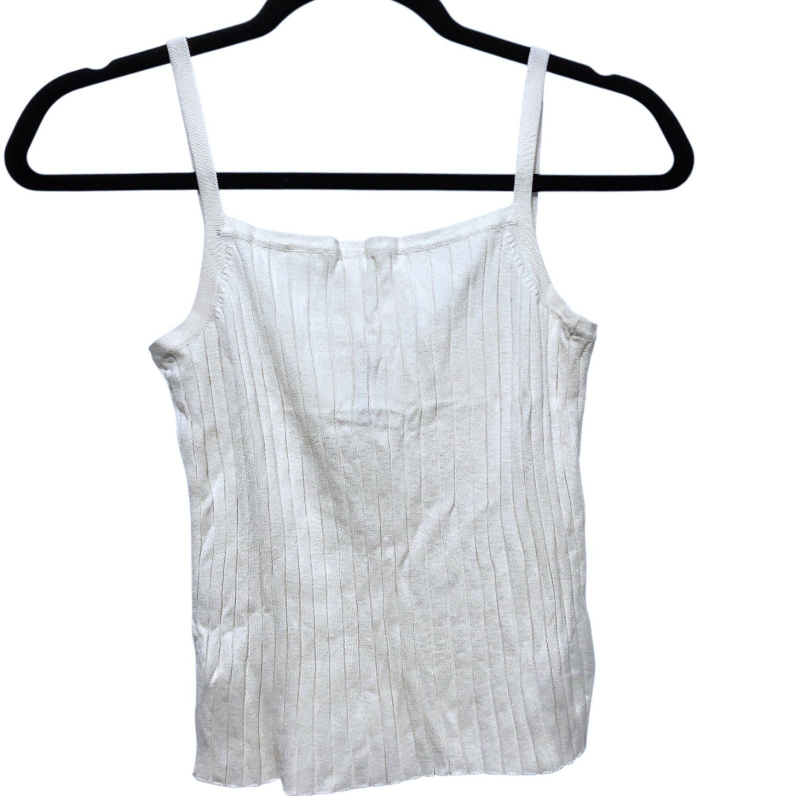 Divided Solid White Ribbed Square Neck Sleeveless… - image 1