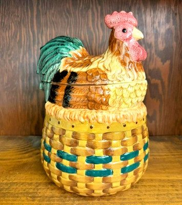 Youngs Heartfelt Kitchen Creations Rooster Chicken Ceramic Cookie Jar 2003