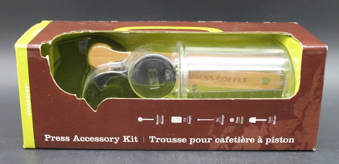 Starbucks Press Accessory Kit French Press Set Timer Scoop Glass Container NIB