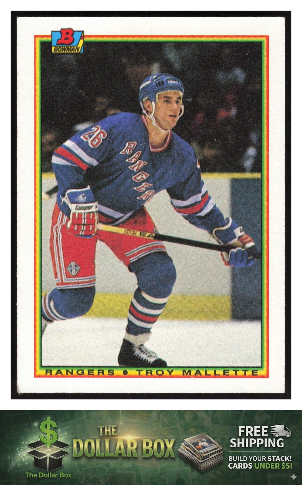 1990-91 Bowman #219 Troy Mallette RC - New York Rangers