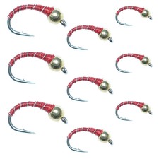 Red Zebra Midge Assortment 3 Each of 3 Sizes 14, 16, 18 - Tailwater Fly Fishing