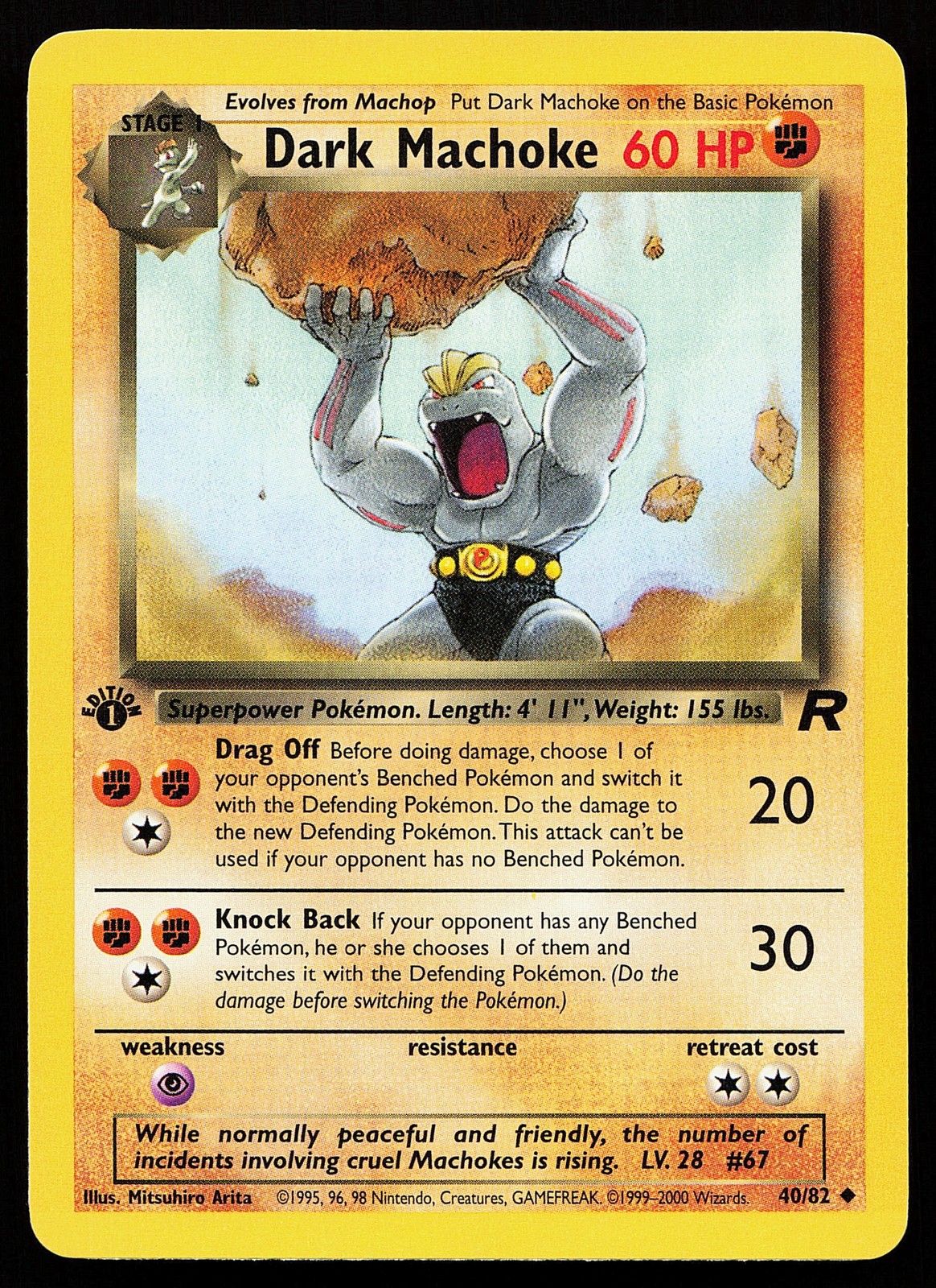 Dark Machoke 40/82 Uncommon 1st Edition Team Rocket Pokémon Card