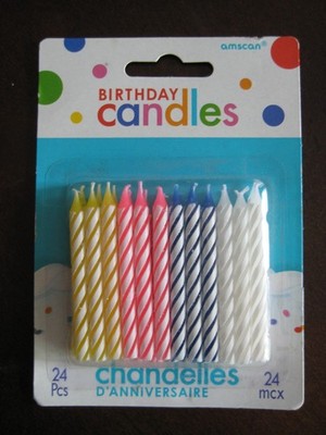 NEW MULTI-COLORED SPIRAL BIRTHDAY PARTY ANNIVERSARY CAKE CANDLES - 24 PACK