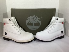 Timberland Youth Size 4 EU 36 Premium 6  White Suede WP Work Boots AJ-565