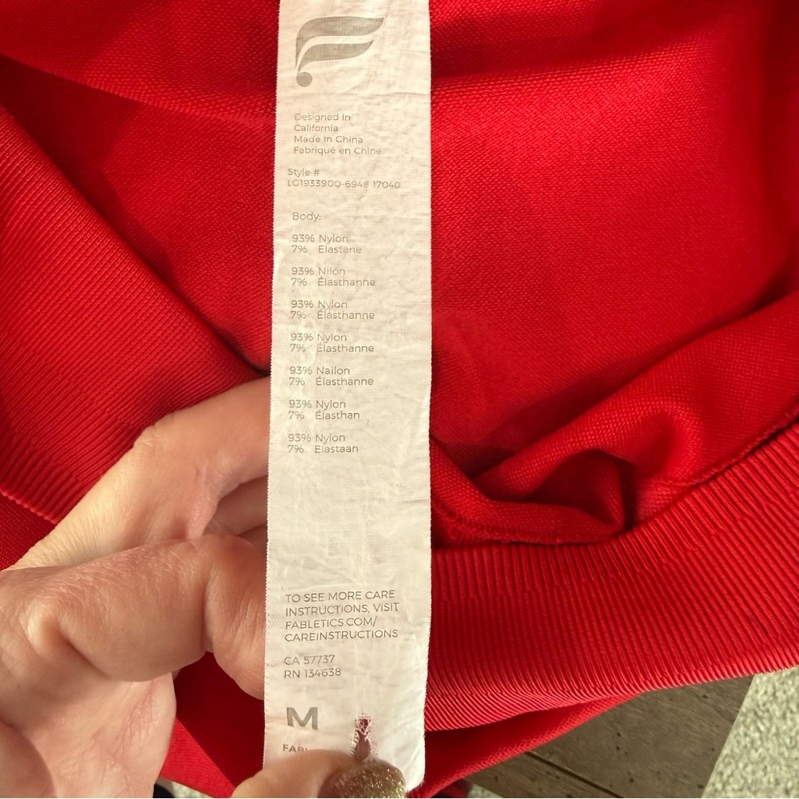 Fabletics medium Red Seamless Mesh Panel Leggings… - image 2