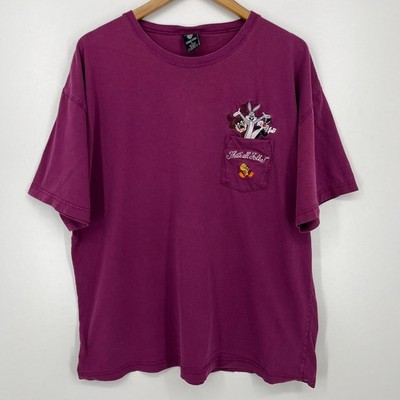 Warner Bros Studio Store Pocket T-Shirt Men's XL Red Burgundy  Looney Tunes Vtg