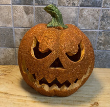 Halloween Jack O Lantern Pumpkin Color Changing Light Up Glitter Decor 7in