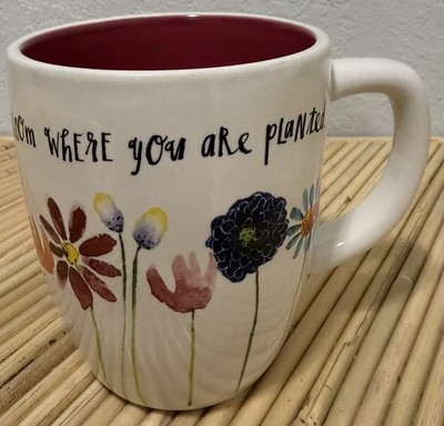 Rae Dunn Artisan Collection  Bloom Where You Are Planted  Floral Mug Cup