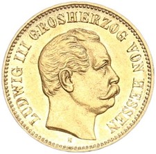Hessen Ludwig III. 5 Mark 1877 H Gold vz+/vz J 215