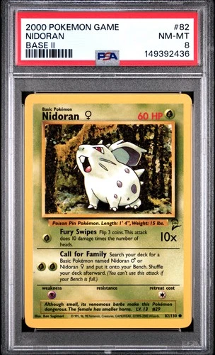 2000 POKEMON BASE SET 2 #82 NIDORAN PSA 8