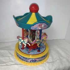 Vintage 1991 RedBox Musical Wind Up Horse Carousel Plays "Its A Small World”