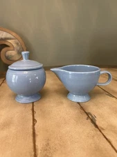 Fiesta Periwinkle Blue Creamer & Sugar Bowl With Lid Set Fiestaware  USA